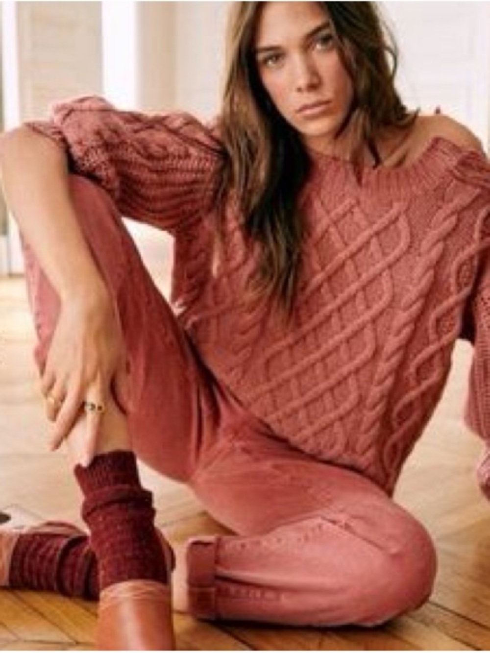 Sezane James Sweater in Rose Pale, Size XS